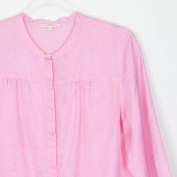 Eileen‎ Fisher Womens Silk Blend Button Down Blouse Size M Pink 3/4 Sleeve Boxy - Picture 2 of 9